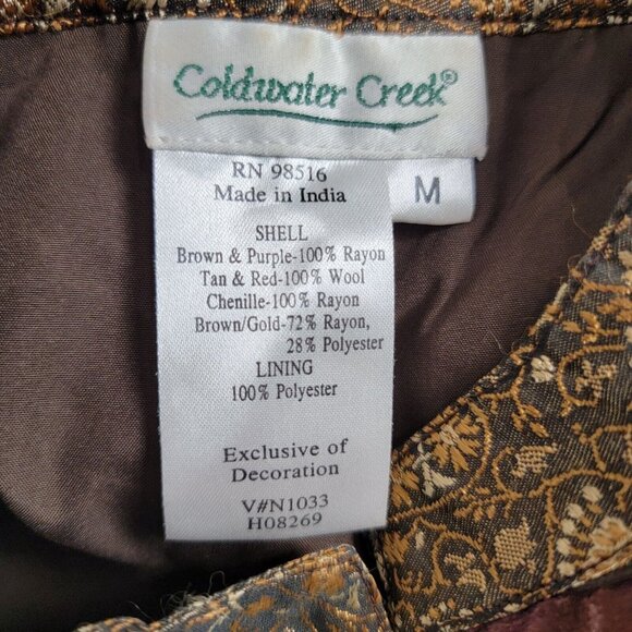 Coldwater Creek Women's Medium Brown Patchwork Oriental Sleeveless Vest Top - Picture 3 of 8